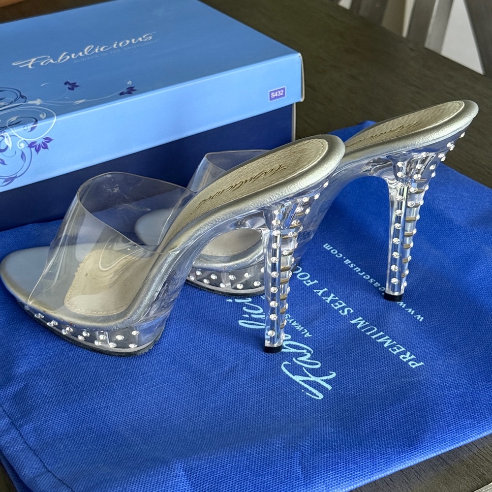 Silver High Heels with Crystal-Like Finish